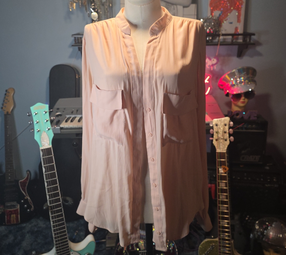 H&M Pale Pink Sleeveless Button-Front Blouse